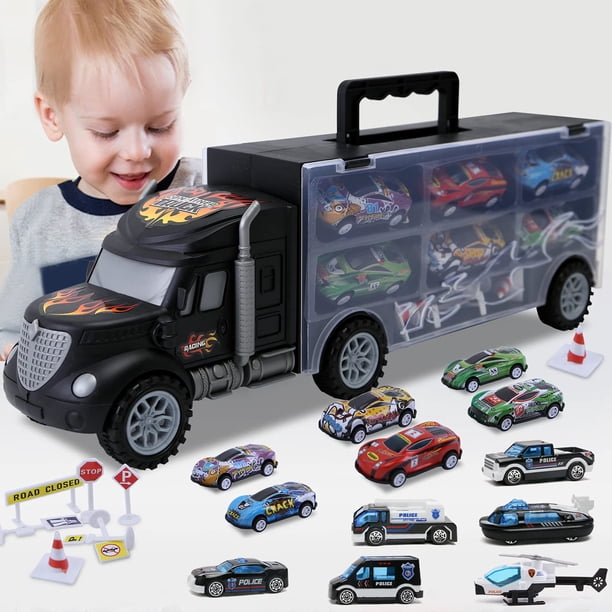 Juego de juguetes para transporte de coches y camiones JODUDLR para niños de 3 a 7 años