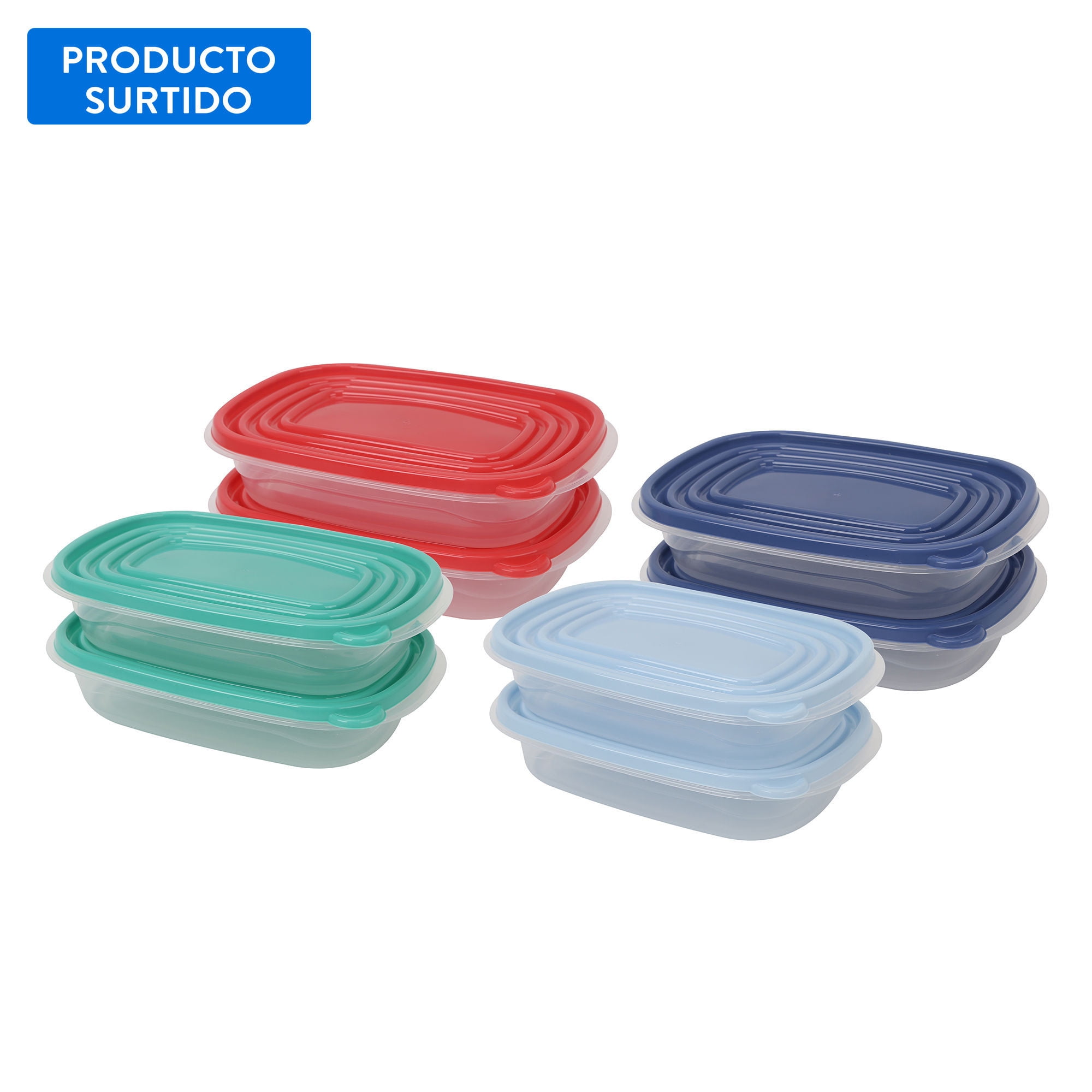 Haus - Set De Contenedor 950ml Cuadrado Plástico 2 Piezas, Color Surtido