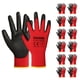 thumbnail image 1 of Guantes de trabajo DULFINE con revestimiento de poliuretano rojo sin costuras, 12 pares, 1 of 6