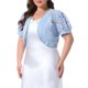 thumbnail image 4 of Agnes Orinda Women's Plus Size Chaquetas Cortas Abiertas de Manga Corta con Encaje Floral Transparente Boleros 1X Azul Cielo, 4 of 6