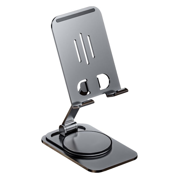 Soporte de Teléfono Soporte de Aluminio Estable Antideslizante Ajustable Altura de ángulo Soporte de Tableta Universal Soporte de Teléfono Celular Ple , GRIS