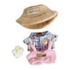 thumbnail image 3 of Ropa Para Muñecas De Peluche, Camiseta Para Vestir Muñecas, Pantalones Con Sombrero Y Flores, Traje Para Muñecas, Camiseta Con Cuadrícula De Oso Azul, 3 of 3