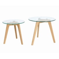 Habita2 Chile - Set De 2 Mesas Pino De Centro - Vidrio