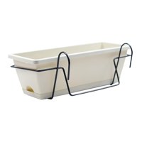 Ioensy - Macetero Con Barandilla Para Balcón, Macetero Para Ventana, Para Jardín, Exterior, Interior, Exterior, Estante De Hierro Negro