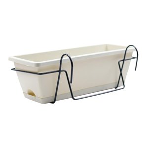 Ioensy - Macetero Con Barandilla Para Balcón, Macetero Para Ventana, Para Jardín, Exterior, Interior, Exterior, Estante De Hierro Negro