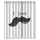 thumbnail image 1 of Cortina de ducha Honey Day House "I Love Mustache", regalo, juego de cortina de baño con ganchos, tamaño 60 x 72 pulgadas, 1 of 3