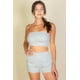 thumbnail image 1 of Saronite Conjunto de 2 Piezas de Top y Shorts sin Tirantes de Algodón Elástico de Color Liso, Gris Jaspeado (para Mujer), 1 of 4