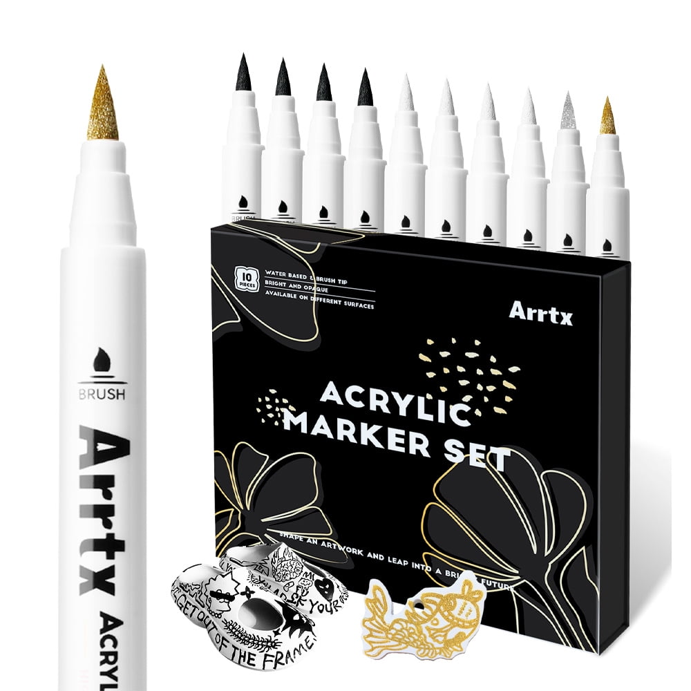Arrtx - 10 Marcadores De Pintura Acrílica Punta De Pincel
