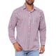 thumbnail image 5 of INSPIRE CHIC Camisa de Vestir de Manga Larga a Cuadros para Hombre Cuello de Punta Botón Camisa a Cuadros L Rojo Azul, 5 of 6