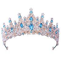Magideal - Coronas De Boda De Diamantes De Imitación, Corona De Princesa, Accesorios Para El Cabello, Diadema Para La Cabeza, Corona Nupcial, Tiara De Cumpleaños Azul Oscuro