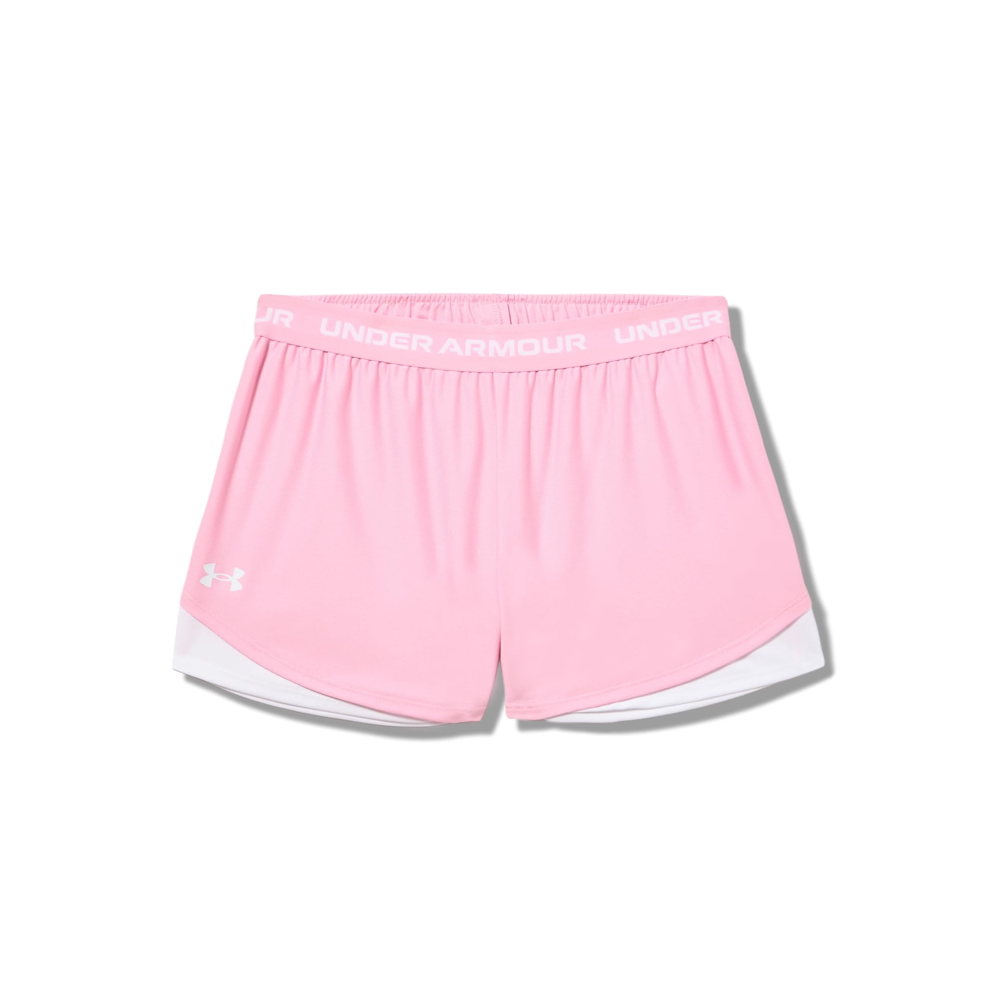Pantalones Cortos Under Armour Tech Play Up Para Niñas, Color Rosa/blanco/blanco, Talla Xs