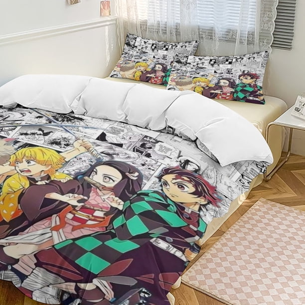 Demon Slayer Anime Home Bed 3-piece Set Classic Japanese Anime Polyester Wash Student Dormitory Set