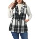 thumbnail image 1 of Agnes Orinda Chaqueta de Mujer Talla Grande Cuadros Curvy con Botones Abajo Solapa Sin Mangas Casual Chaleco Largo Exterior con Bolsillo 1X Negro, 1 of 6