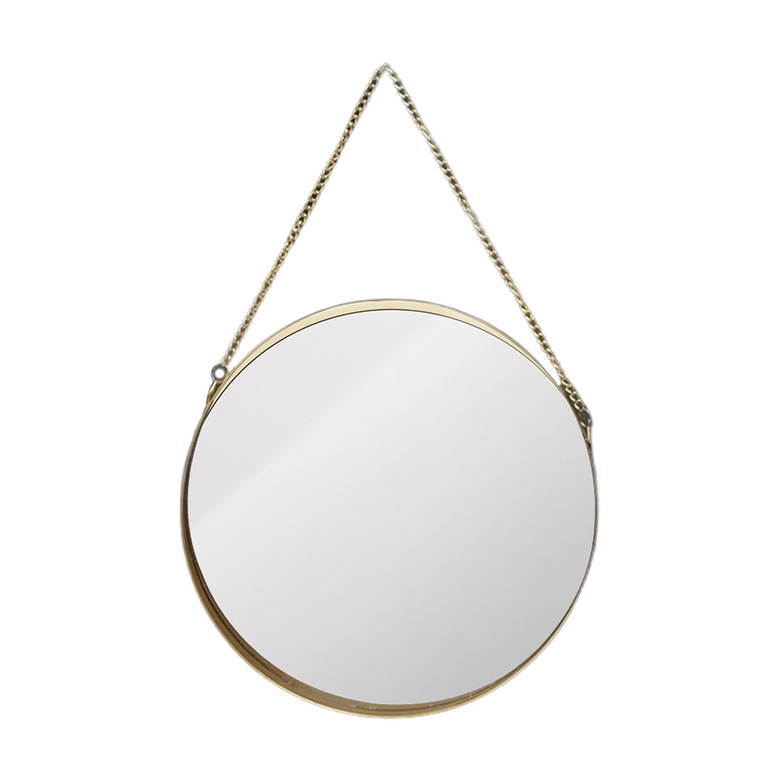Bothyi - Colgante De Pared De Enlace De Cadena De Espejo De Pared Redondo Dorado Para Decoración De Baño 30,5 Cm