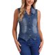 thumbnail image 1 of INSPIRE CHIC Chaleco de Mezclilla Lavado sin Mangas con Cuello en V y Botones para Mujer XS Azul, 1 of 6