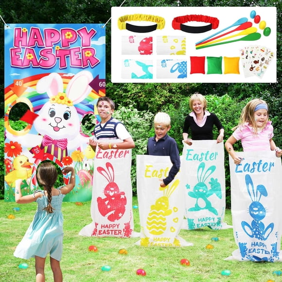 Juegos de fiesta al aire libre Lumiparty Easter Kids Potato Sack Race