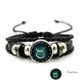thumbnail image 1 of Luminous Twelve Constellation Artificial Gemstone Bracelet ,Beaded Rope PU Leather 12 Constellation Woven Bracelet, 1 of 5
