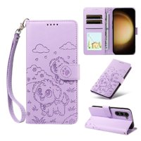Funda Billetera Foxdock Compatible Con Samsung Galaxy S23 Plus, Diseño Perrito Tierno, Ranuras Para Tarjetas Y Soporte Plegable