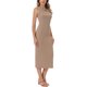 thumbnail image 4 of INSPIRE CHIC Vestido acanalado para mujeres con cuello barco sin mangas ajustado Bodycon Midi Vestidos XL Caqui, 4 of 6