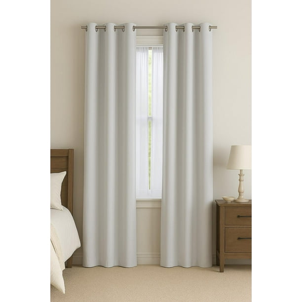 Pack 2 Cortina Engomada Termica Tela Delgada 100% Blackout 140X225 blanco 140X225