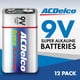 thumbnail image 2 of Batería ACDelco superalcalina de 9 V, paquete de 12 unidades, 7 años de vida útil, 2 of 6