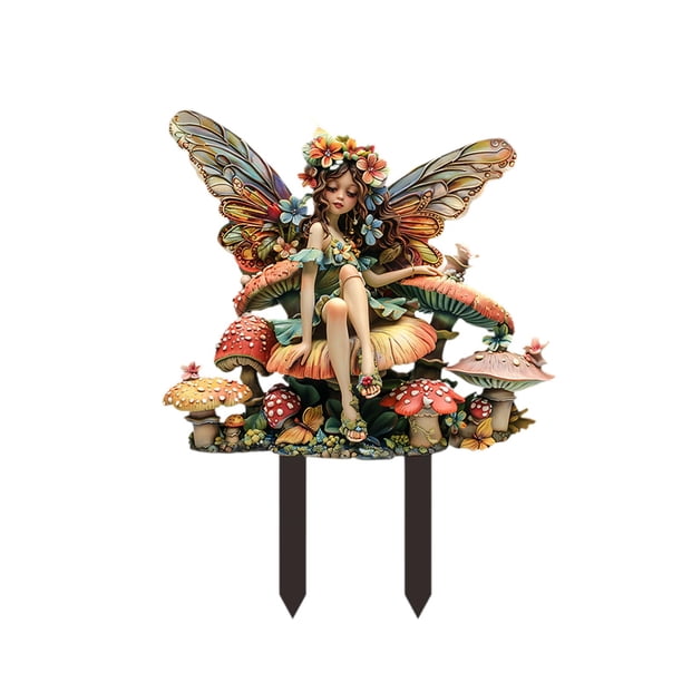 2D Stake Flat Garden Stake Elf Signos Fairy Signs Patio Stakes Patio Patio único Patio Césped creativo Ornamento Decoración de arte del patio