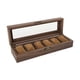 thumbnail image 2 of Caja De Reloj De Madera De Lujo Para Hombre, Caja Organizadora De Anillos De Joyería, Tapa De Cristal, 6 Rejillas, 2 of 5