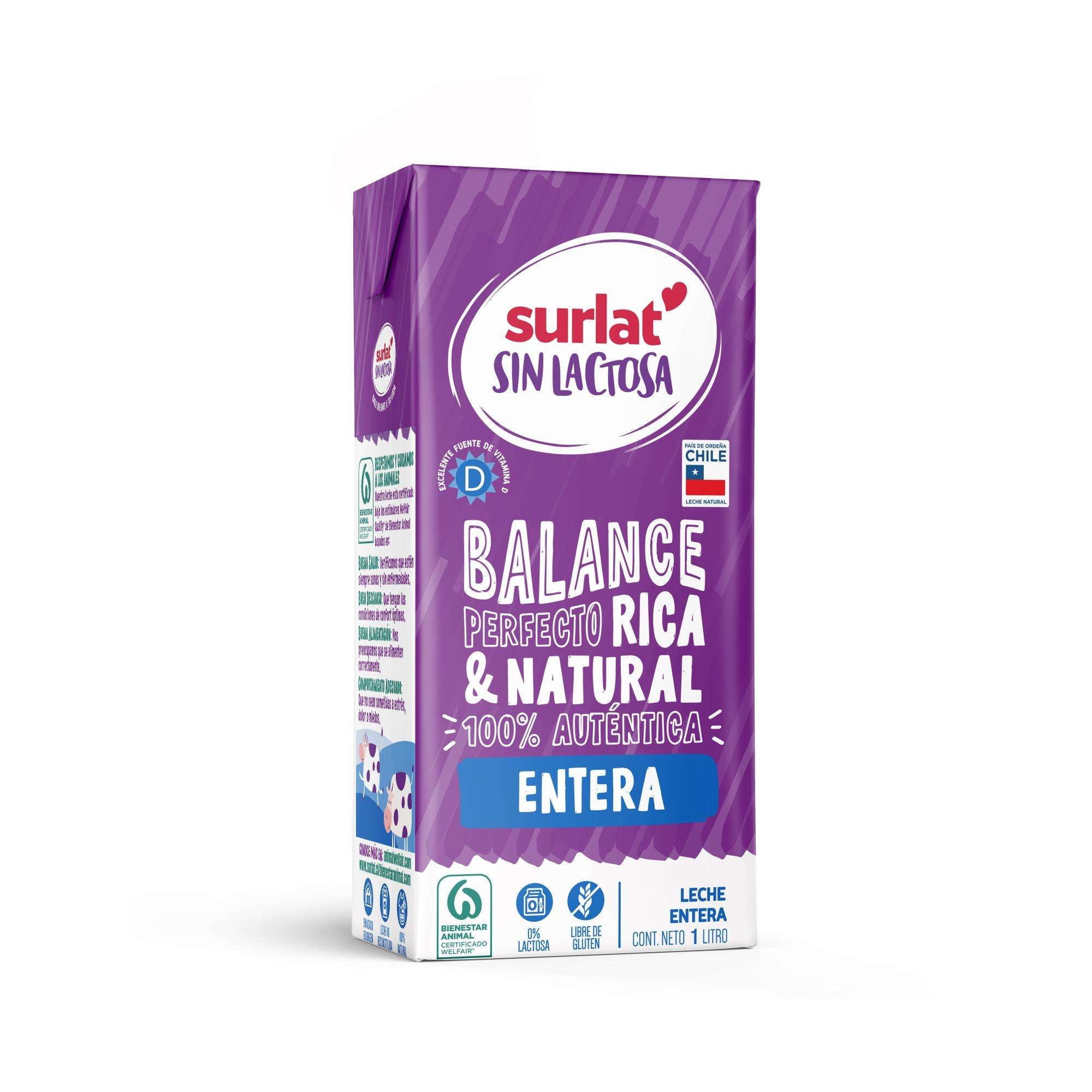 Leche Entera Sin Lactosa 1 L Surlat