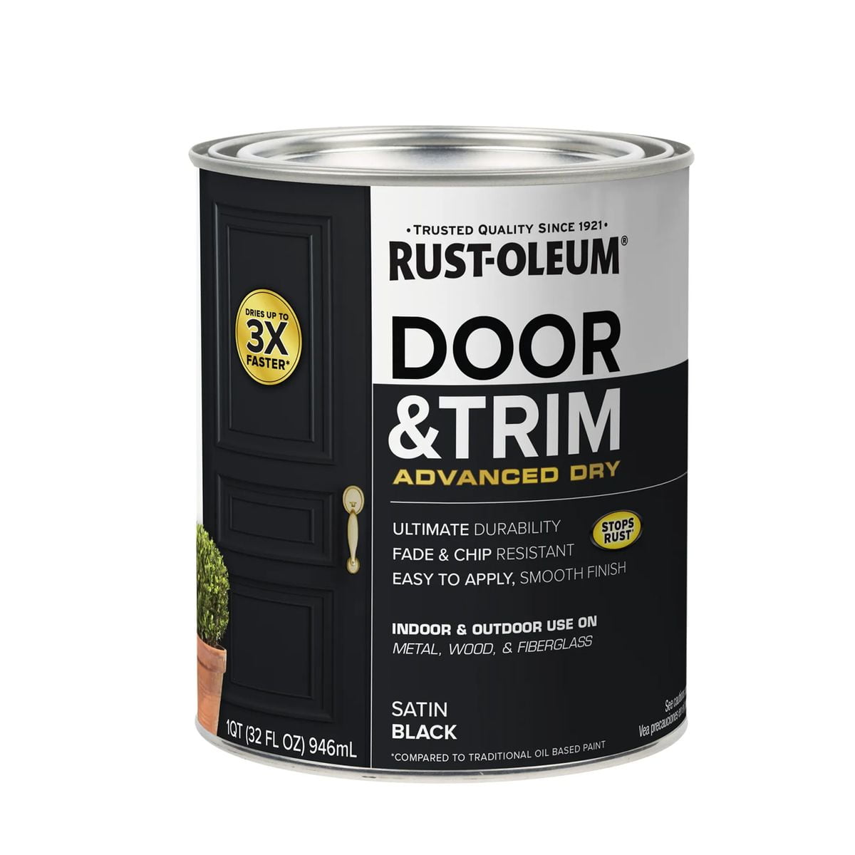Rust-oleum - Pintura Puertas Interior Y Exterior Negro Satinado 946 Ml