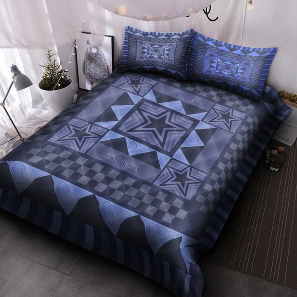 Dallas Cowboys V Quilt Duvet Cover Set Bedspread Bedclothes Soft3-Piece Bedding Set