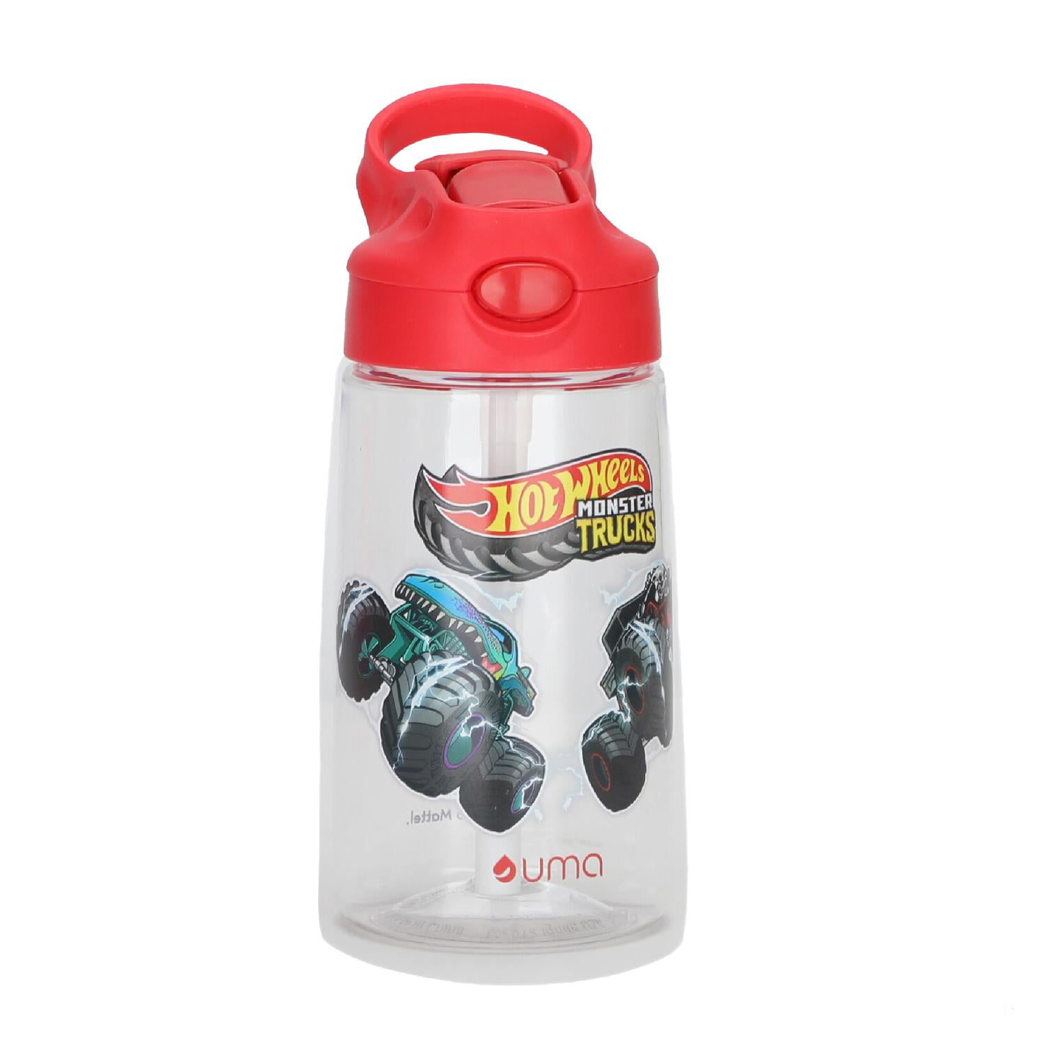 Botella Agua Niños Hot Wheels Monster Truck 420ml Con Bombilla Uma