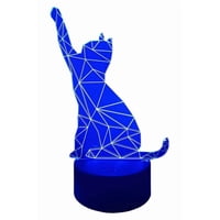 Lelumania - Lampara Ilusion 3D Gato Pata Arriba De 7 Colores, Base Touch