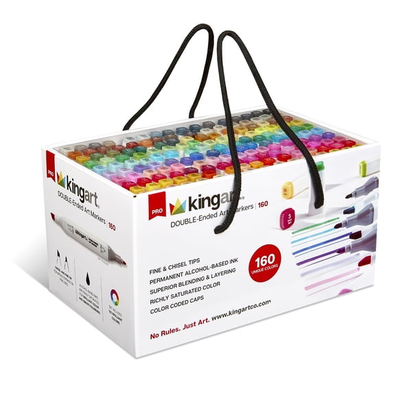 Marcador de arte KINGART 160 colores a base de alcohol con punta doble