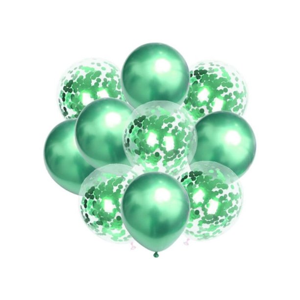 Set de 12 Globos Premium para Fiestas y un Inflador Manual, Verde