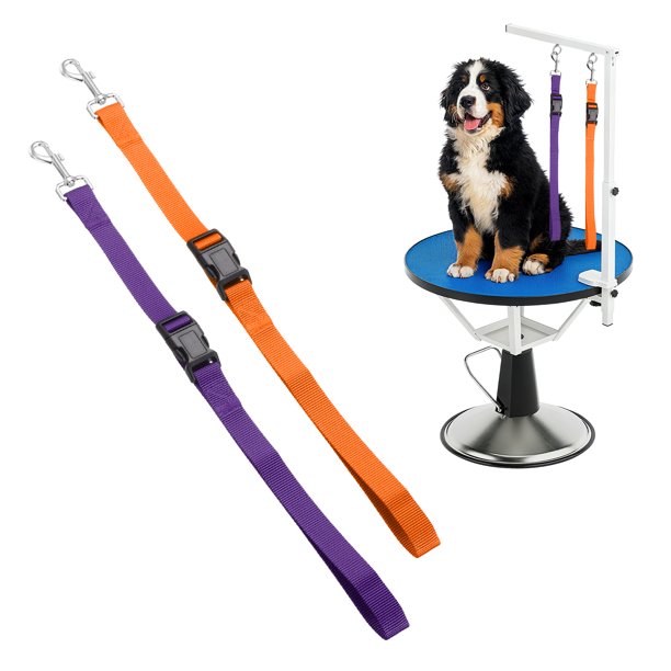 Uxcell Lazos de Aseo para Perros, Correa de Restricción Extensible de Nylon para Mesa (Naranja, Púrpura, 2 Piezas), Destinado para Correa de Baño Fijo Corte de Pelo Lavado