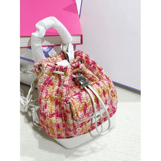 Jamhoo Premium Tweed Style Backpack Pearl Buckle Shoulder Bags For Women Fashionable Girl Ladies Handbag Luxury Bolsa Mochila