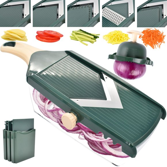 Cortador de alimentos NACOLUS con cuchilla V ajustable y recipiente