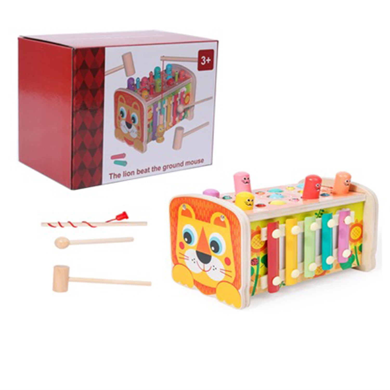 Bebesit - Juguete De Madera Leon Multifuncional Xilófono Montessori