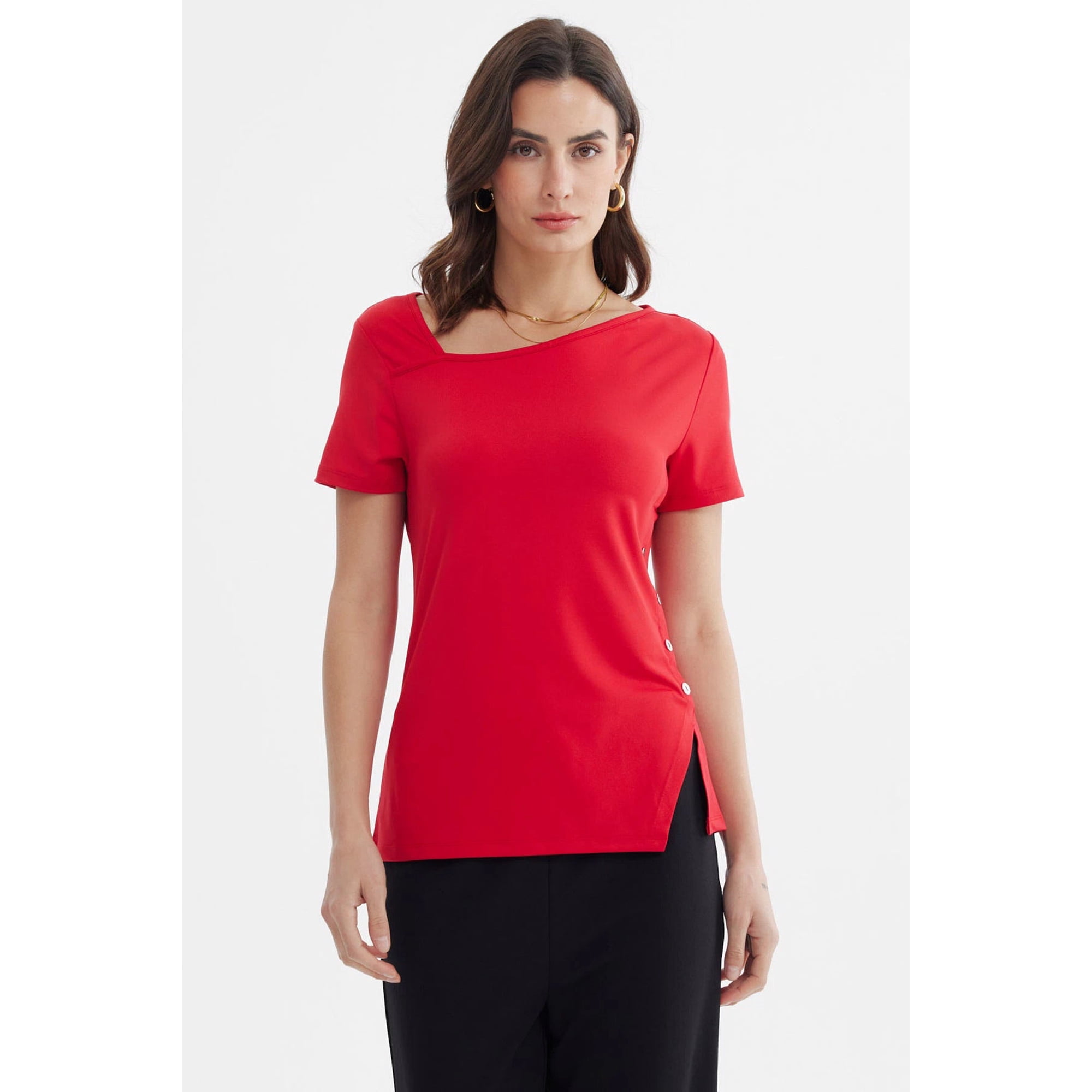 Fashionspark - Polera Mujer Asimétrico Rojo - Ll