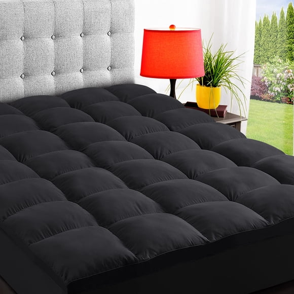 Sobrecolchón ELEMUSE King negro, grueso tipo pillow‑top