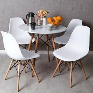 Cori Cori - Comedor Mesa Blanca 80Cms + 4 Sillas Eames Blanco