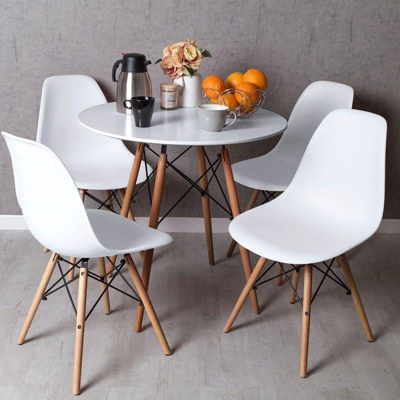 Cori Cori - Comedor Mesa Blanca 80cms + 4 Sillas Eames Blanco