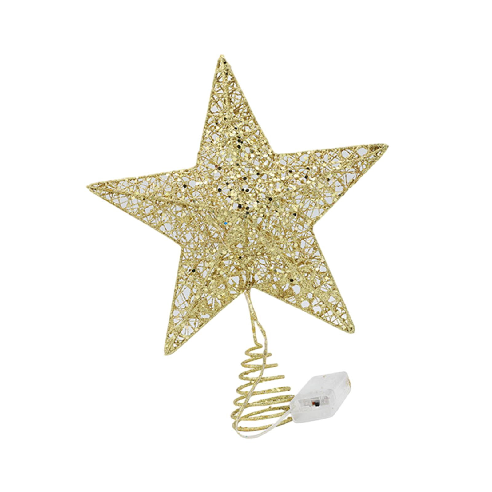 Bothyi - Adornos De Árbol De Estrella Superior De Árbol De Navidad, Luz Superior De Árbol Creativa Hermosa Para Fiesta, Dorado, 30cm X 33cm