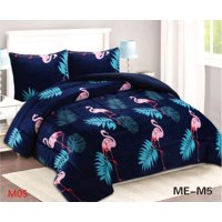 Genérico - Cobertor Chiporro 1 1/2 Plazas - Azul Marino Flamencos M5