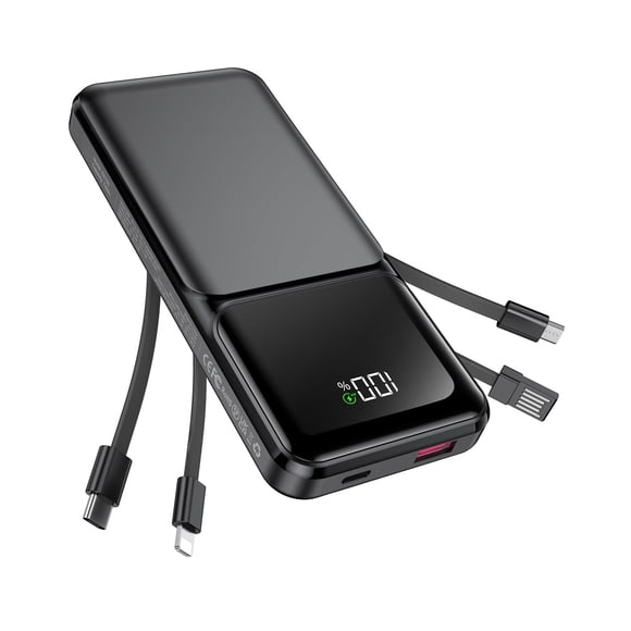 Cargador Portátil Power Bank De 10000 Mah Con Cable Incorporado