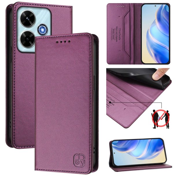 Funda Billetera con Soporte para Xiaomi Redmi 13 4G/5G Bloqueo RFID Plegable Violeta