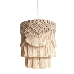 Magideal - Lámpara De Macramé, Lámpara De Araña, Accesorio De Iluminación Tejido A Mano, Pantalla De Borla Portátil, Cubierta De Luz Colgante Para Decoración De