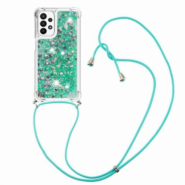 Funda FOXDOCK para Samsung Galaxy M23 con Cuerda Ajustable, Brillo Líquido, Protección Antigolpes y Lente – Ideal para Regalo
