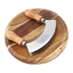 thumbnail image 1 of Tabla de corte y cuchillo - Tabla de corte de madera y cortadora de hierbas curva de 2 hojas - Tabla de madera redonda y doble hoja Rocker Chopper, 1 of 3