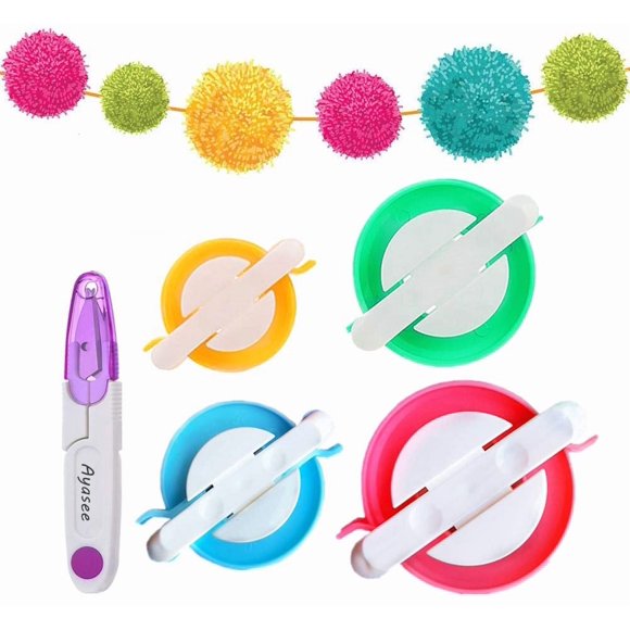 Set Fabricador de Pompones Ayasee 4 Tallas + Tijeras
